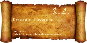 Kremser Levente névjegykártya